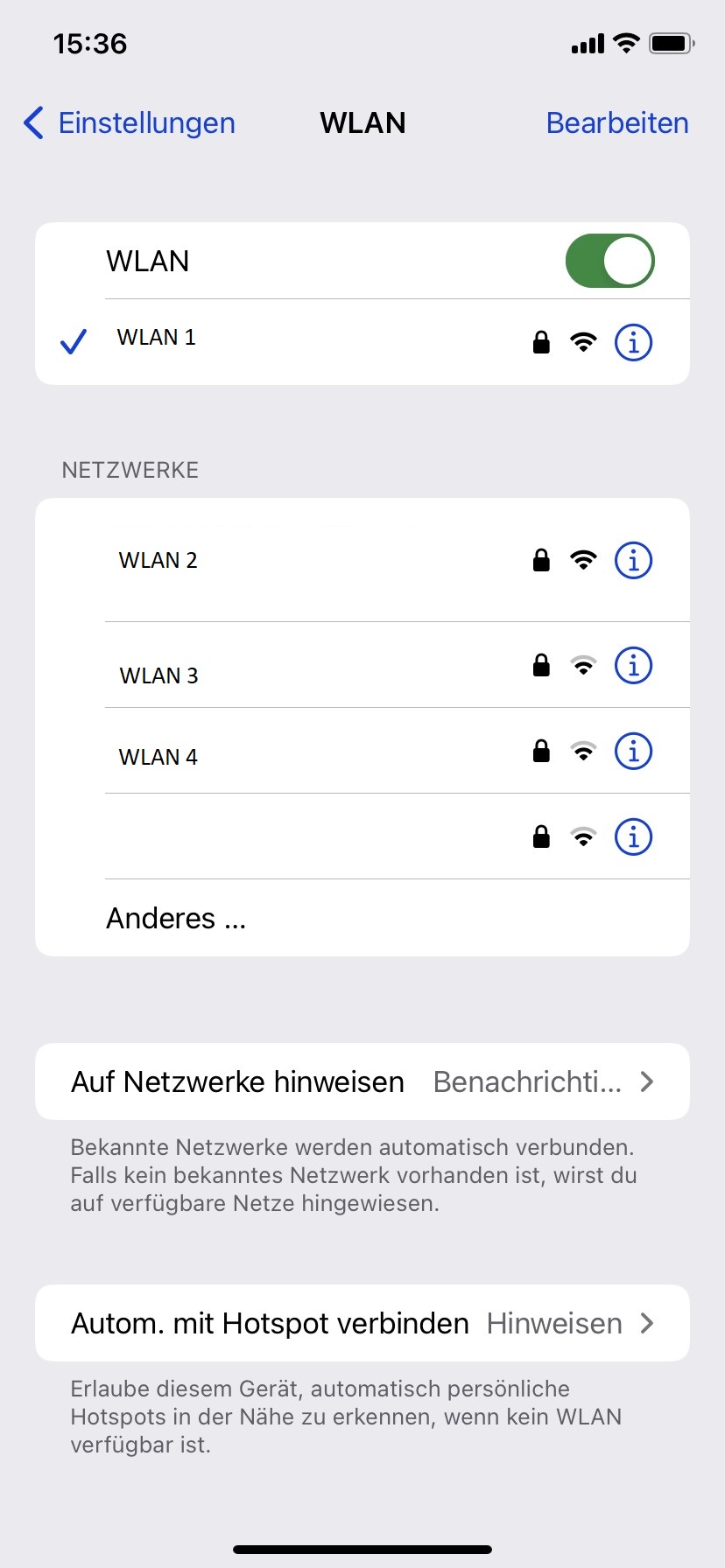 Geöffnete WLAN-Verbindungen