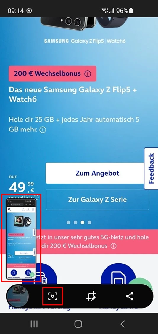 Scrolling-Screenshot mit Android-Handy
Android-Screenshot von kompletter Webpage machen